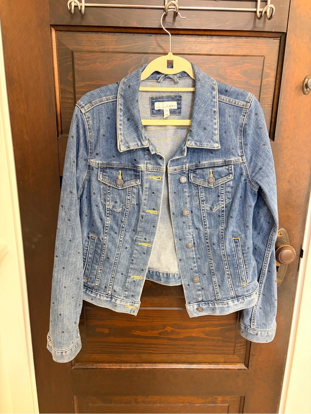 LOFT Polka Dot Light Blue Denim Jacket